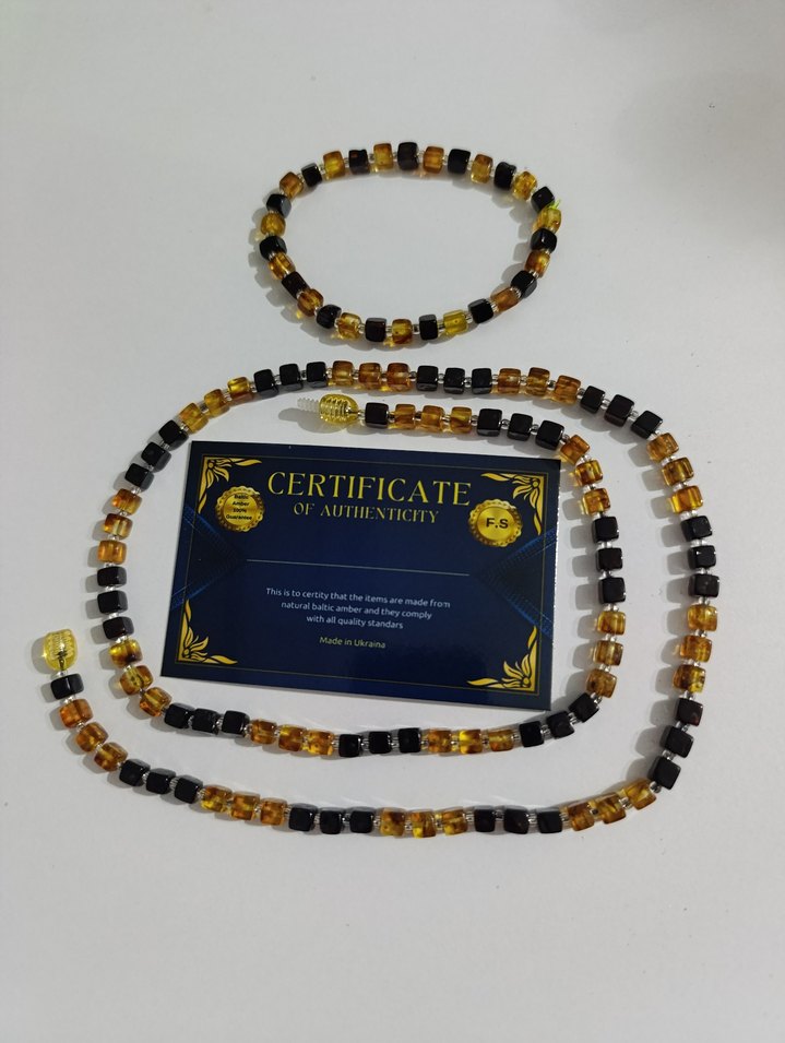 Küp model Ukrayna Kehribarı ve Bileklik Seti - Görsel 3