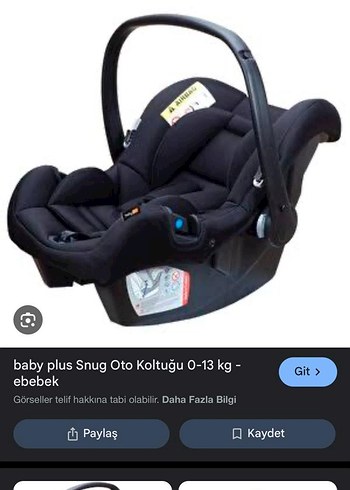 Baby Plus Snug 0-13 kg Siyah Bebek Oto Koltuğu