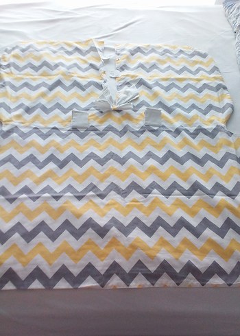 Gri ve Sarı Zigzag Desenli Bebek Sling - Görsel 3