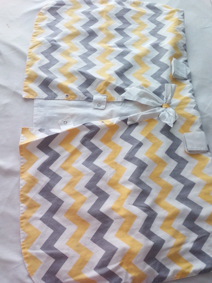 Gri ve Sarı Zigzag Desenli Bebek Sling - Görsel 2