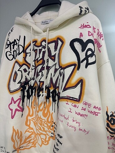 s Beden Bershka grafiti desenli sweat