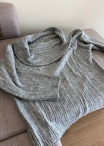 Gri Madonna Yaka Kadın Kazak - Görsel 5