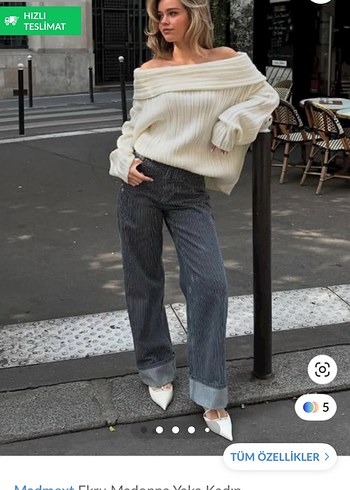 Gri Madonna Yaka Kadın Kazak - Görsel 6