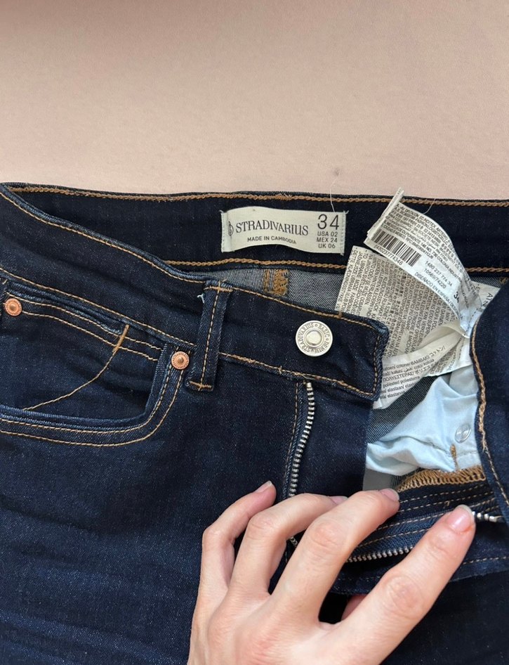 Stradivarius Koyu Mavi Jean - Görsel 3