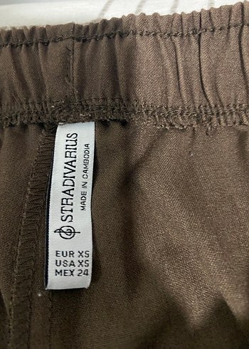xs Beden Kadın Kahverengi Keten Rahat Pantolon