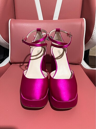 Deichmann Catwalk deichman pembe fuşya saten topuklu ayakkabı