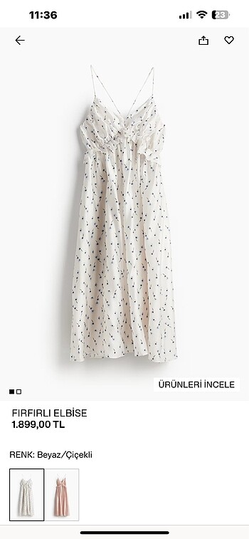 H&M beyaz elbise