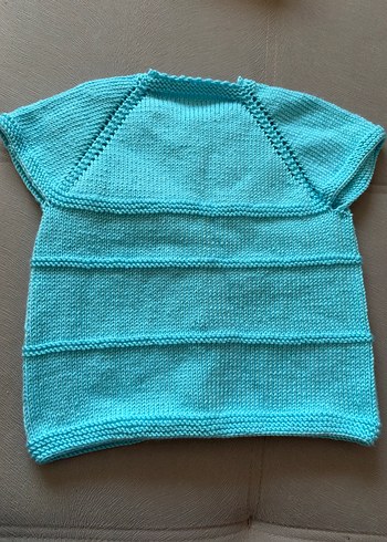 Turkuaz Mini Triko Düğmeli bebek yelek - Görsel 2