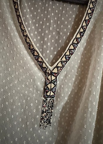 Bohem V Yakalı Nakışlı pareo - Görsel 2