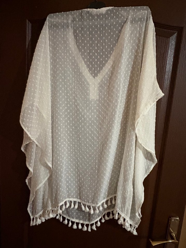 Bohem V Yakalı Nakışlı pareo - Görsel 4