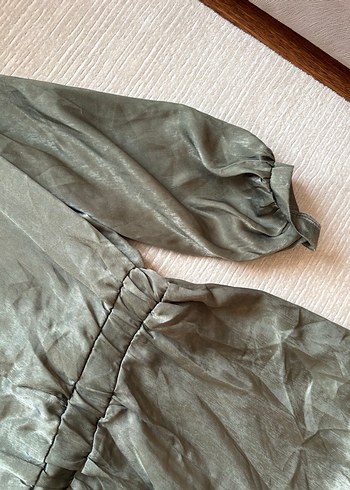 Haki V Yaka Salaş Midi Kadın Tulum - Görsel 5