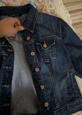 LC Waikiki Düğmeli Lacivert Kadın Denim Ceket