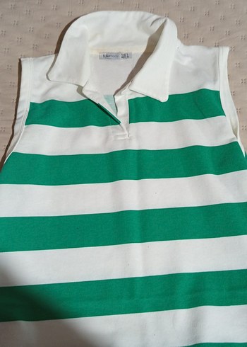 Yeşil Beyaz Çizgili elbise - Görsel 3