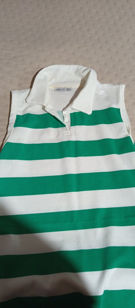 Yeşil Beyaz Çizgili elbise - Görsel 3