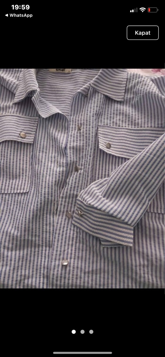 Kırmızı Çizgili V Yaka Kadın Triko - Görsel 2