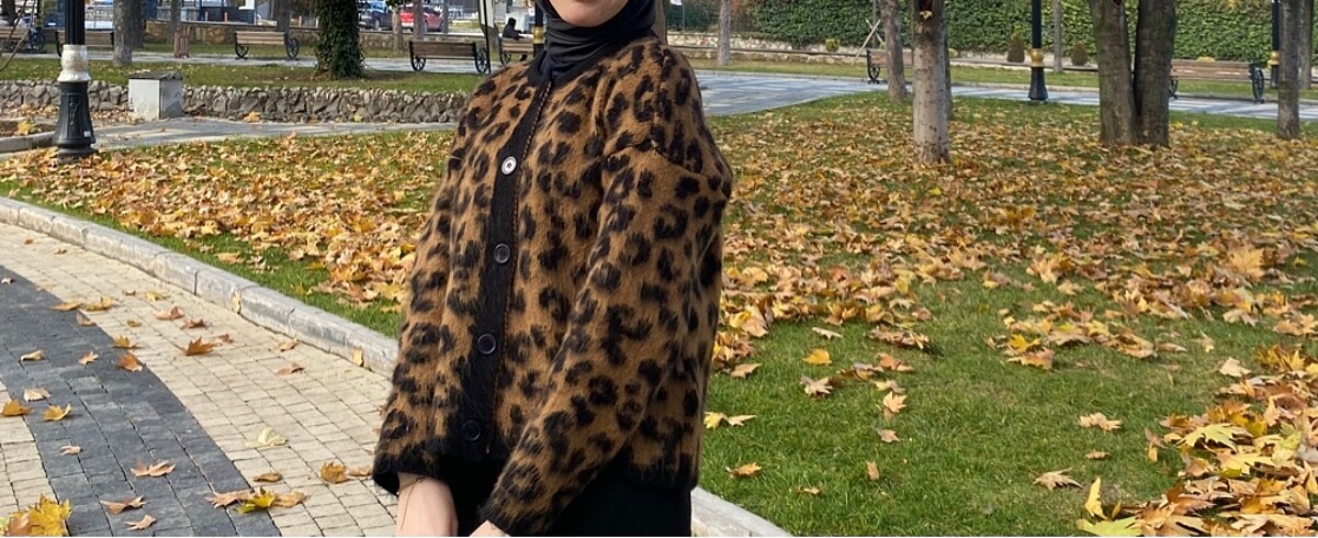 trendyol leoparlı hırka