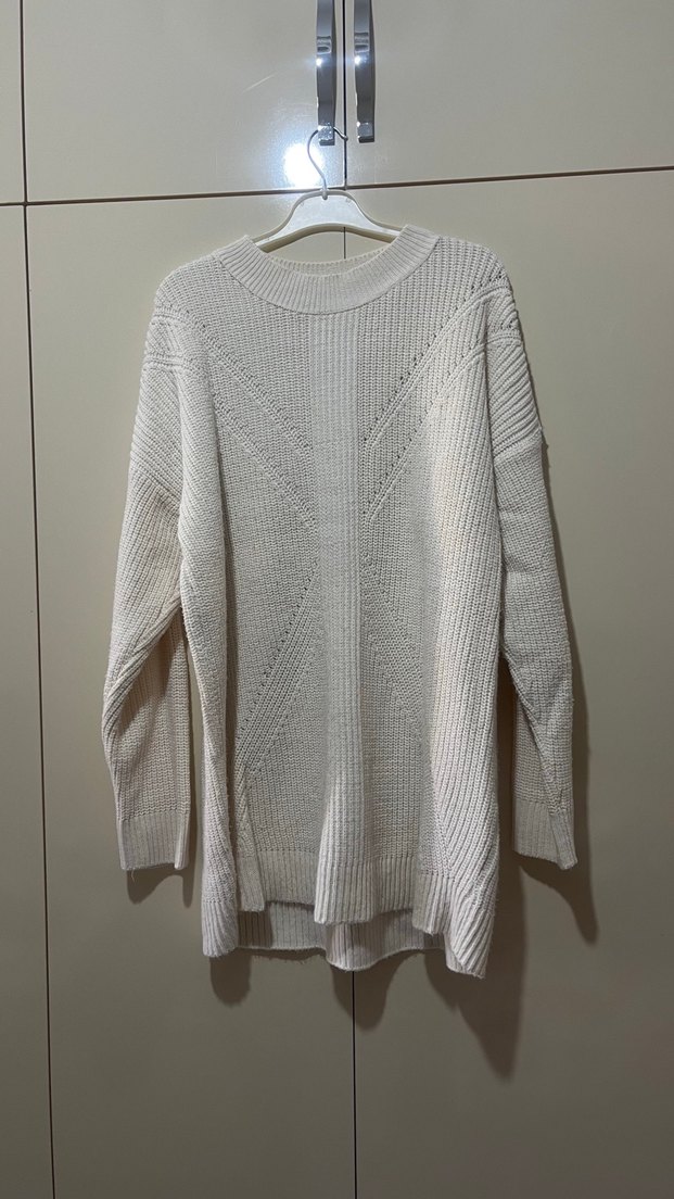 Krem Örgü Kadın Triko Kazak - Görsel 2