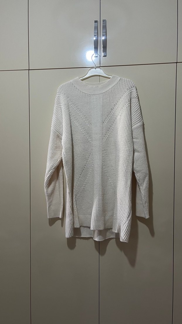 Krem Örgü Kadın Triko Kazak - Görsel 3