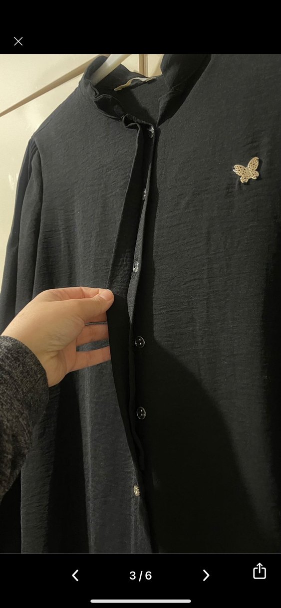 Düğmeli Siyah Uzun Kollu Kadın Tunik - Görsel 2