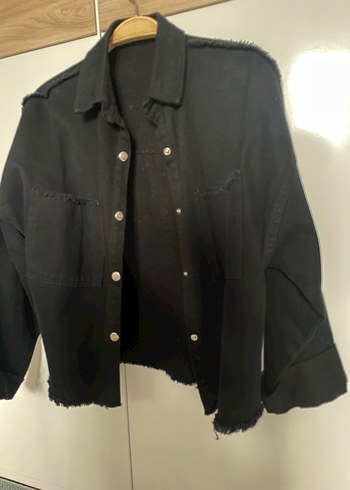 Siyah Düğmeli Kadın Denim Ceket - Görsel 2