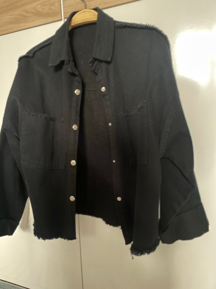 Siyah Düğmeli Kadın Denim Ceket - Görsel 2