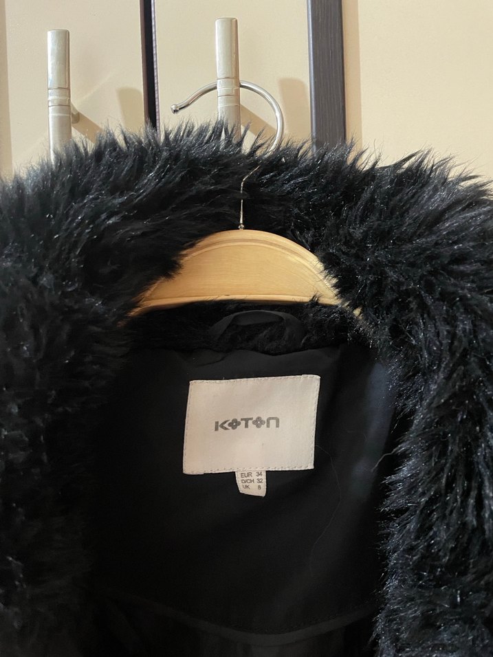 Siyah Kadın Kürklü Kışlık Mont - Görsel 4