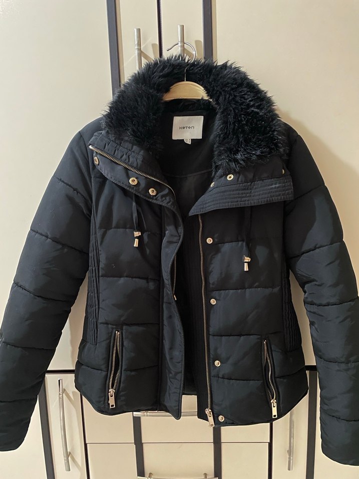 Siyah Kadın Kürklü Kışlık Mont - Görsel 2