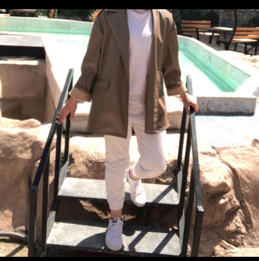 Bej Kadın Deri Midi Ceket - Görsel 4