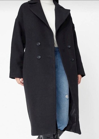 Siyah Yün Kadın Midi Kaban - Görsel 2