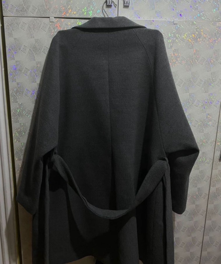 Koyu gri çift düğmeli kaban - Görsel 3