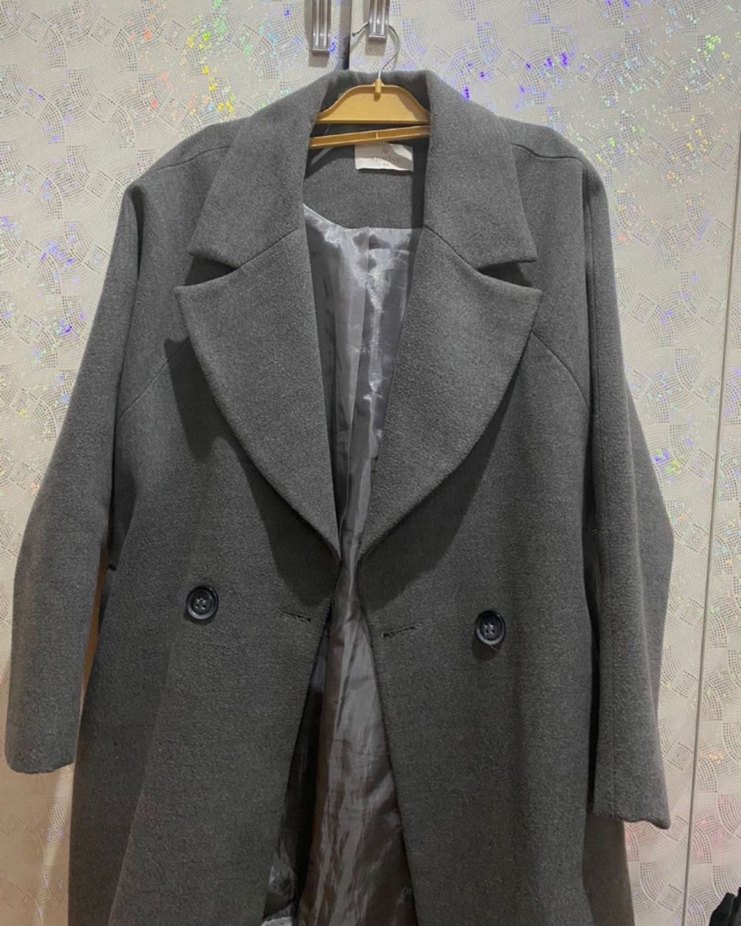 Koyu gri çift düğmeli kaban - Görsel 4