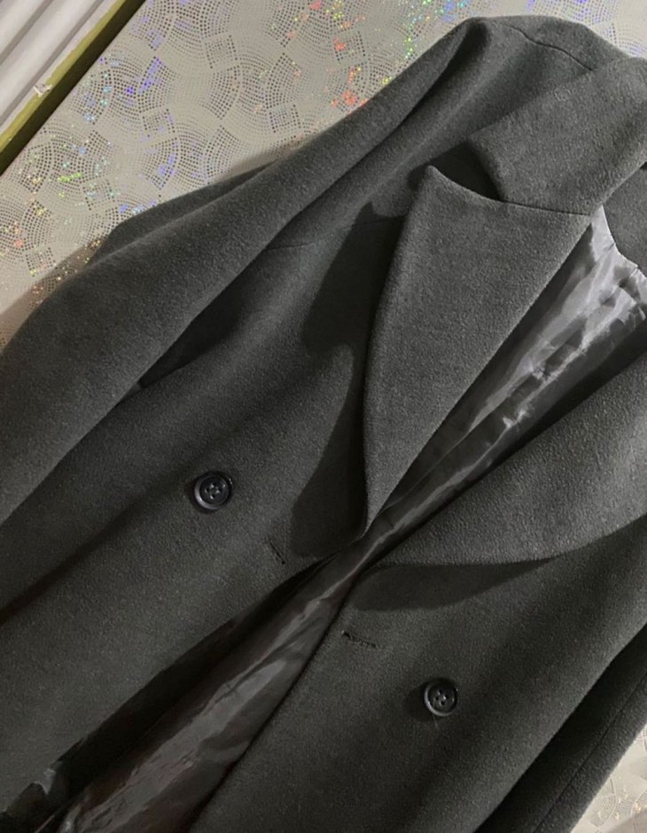 Koyu gri çift düğmeli kaban - Görsel 2