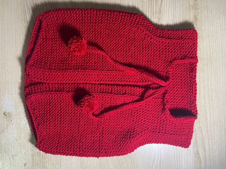 Kız Çocuk Kırmızı Bohem Nakışlı Örgü Yelek - Görsel 4