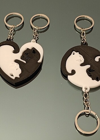 Diğer Kalp ve Yin-Yang Kedili Anahtarlık