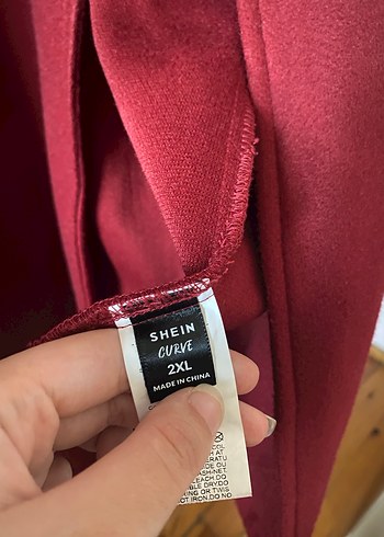 Sheinside Çift Düğmeli Uzun Bordo Kaban