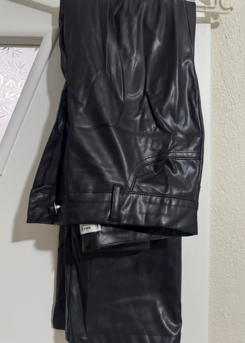 Kadın Siyah Deri Biker Pantolon