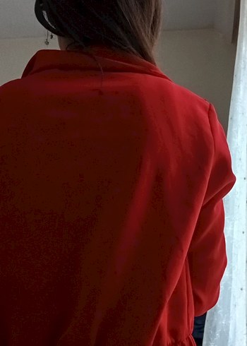 Diğer Kırmızı Fermuarlı Kadın Ceket