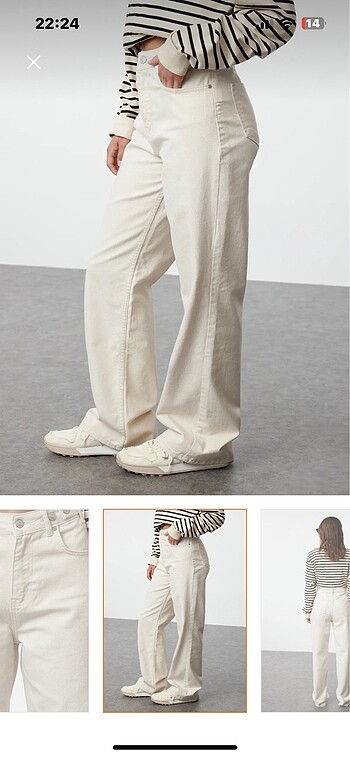 34 Beden ekru milla yüksek bel pantalon
