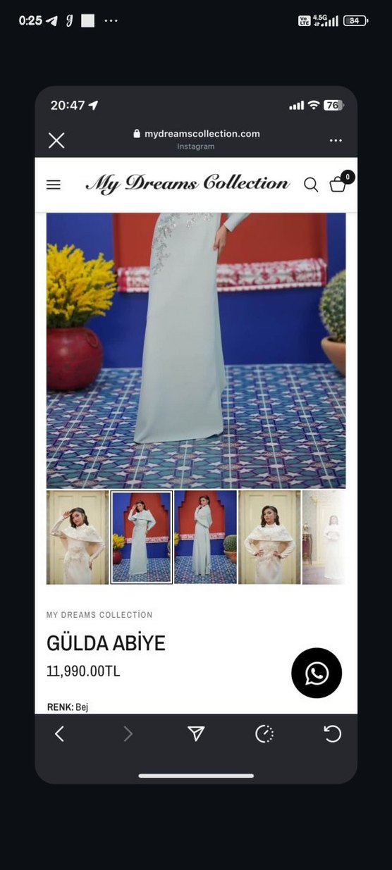 Nakışlı Uzun Kollu Mavi Abiye Elbise - Görsel 5