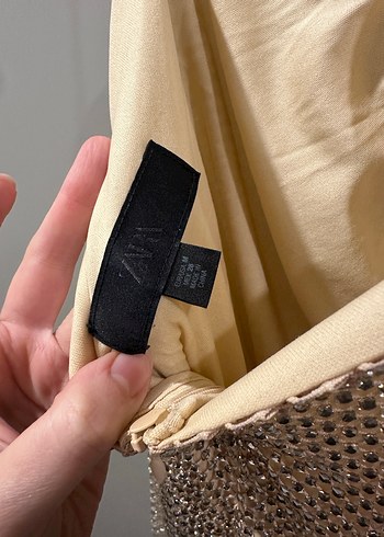 Zara Gold Elbise Halter Yaka - Görsel 3