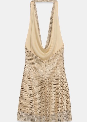 Zara Gold Elbise Halter Yaka - Görsel 2