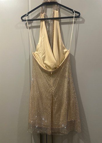 Zara Gold Elbise Halter Yaka - Görsel 5