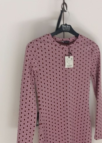 Bordo Baskılı Uzun Kollu Kadın Elbise - Görsel 9