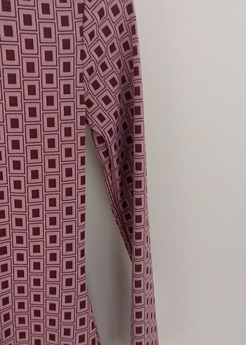 Bordo Baskılı Uzun Kollu Kadın Elbise - Görsel 5