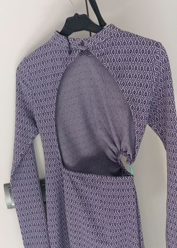 Uzun Kollu Mor Desenli Kadın Triko Elbise - Görsel 2