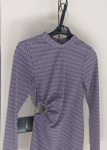 Uzun Kollu Mor Desenli Kadın Triko Elbise - Görsel 6