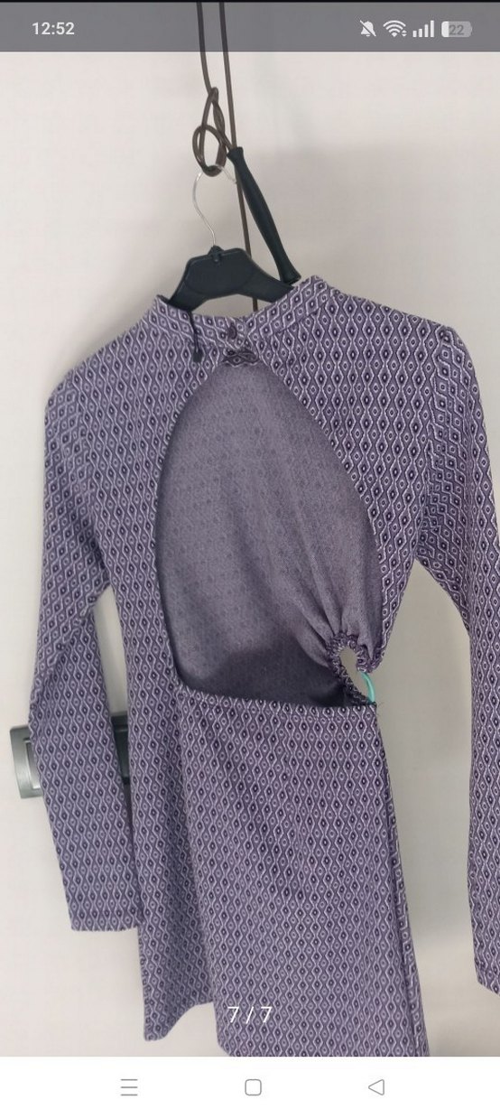 Uzun Kollu Mor Desenli Kadın Triko Elbise - Görsel 2