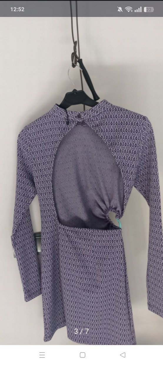 Uzun Kollu Mor Desenli Kadın Triko Elbise - Görsel 5