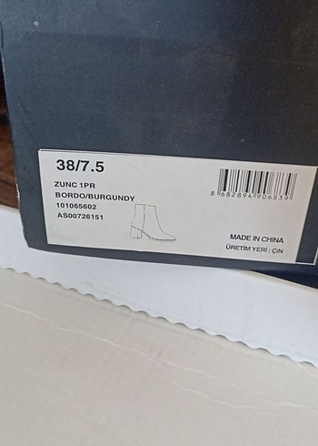 Bordo Deri Kadın Bot, Kalın Topuklu, Fermuarlı - Görsel 2