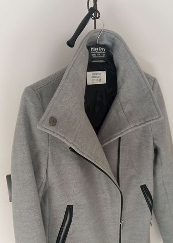 Bershka 
Gri Fermuarlı Kadın Midi Ceket - Görsel 2